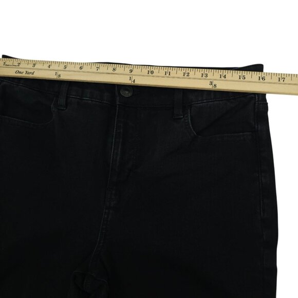 American Eagle Jeans The Dream Jean Size 14 Black Distressed Skinny Frayed Hem - Picture 7 of 13